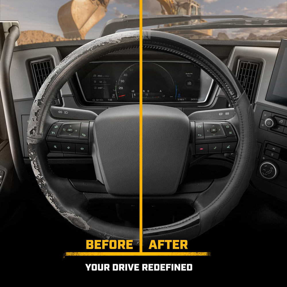 CAT BigGrip easy slip-on installation on a standard steering wheel.