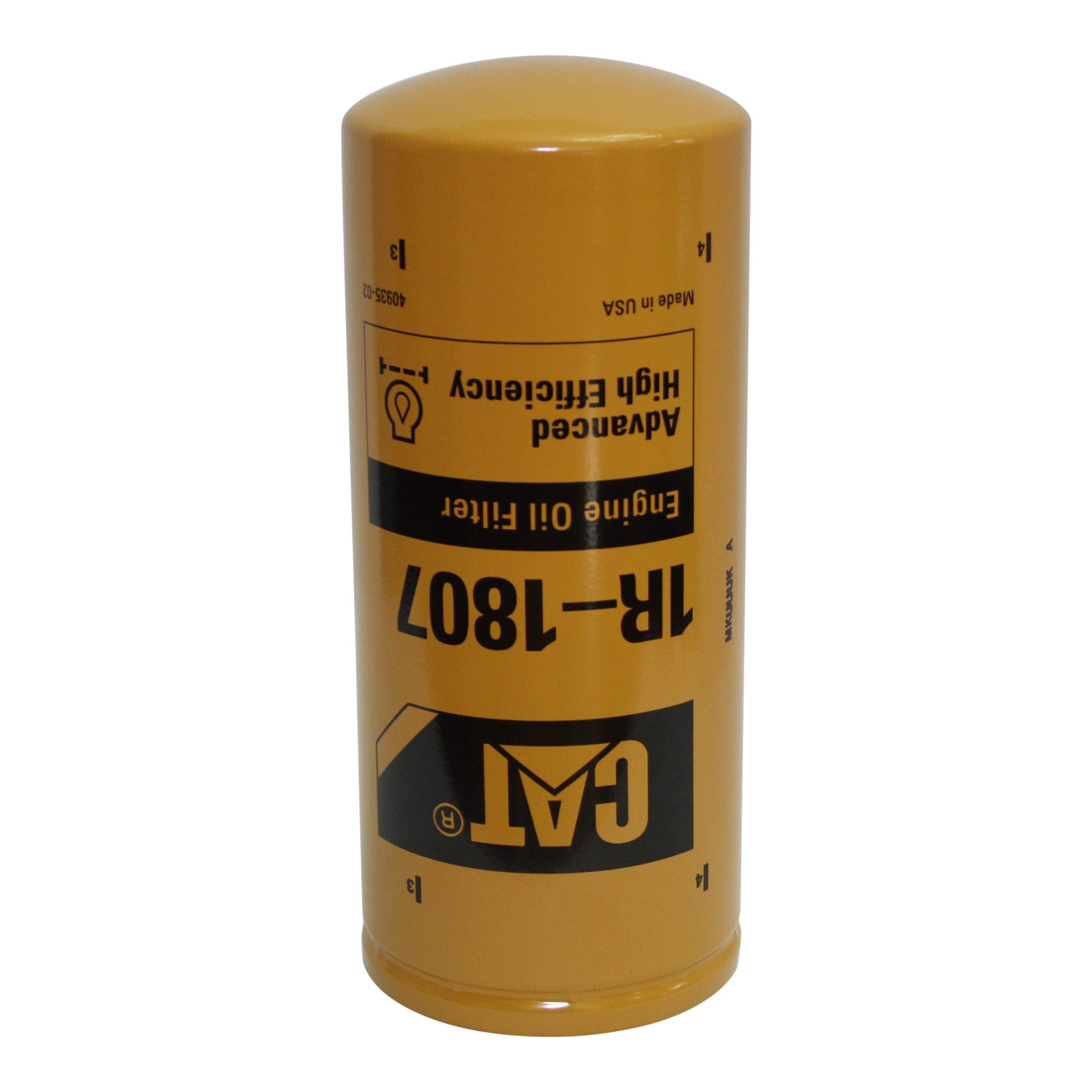 Cat Caterpillar 1R-1807 oil filter showing spin-on design for reliable engine protection