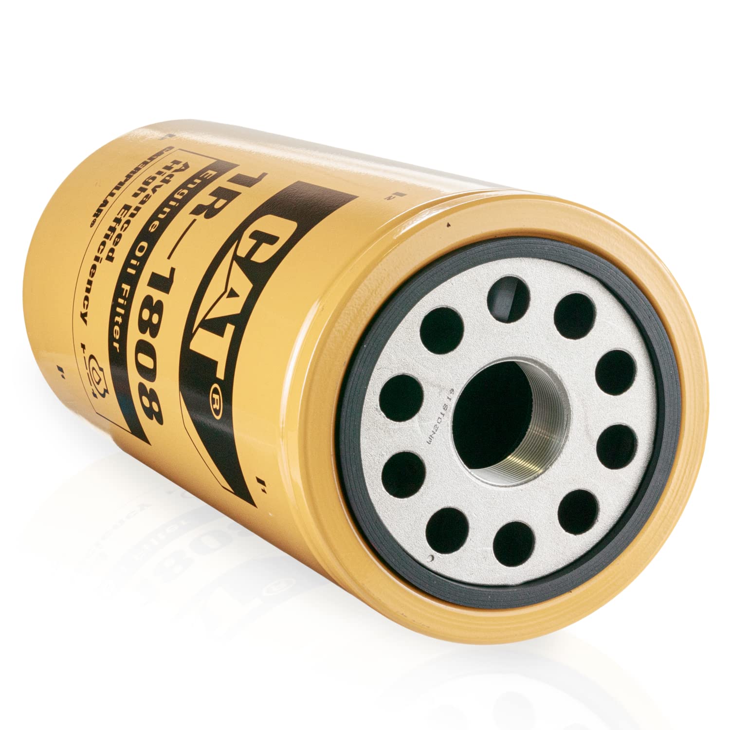 CAT 1R1808 oil filter side view showing compact spin-on design
