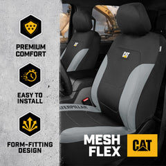 CAT Caterpillar MeshFlex front seat cover back view shows two-tone refresh.