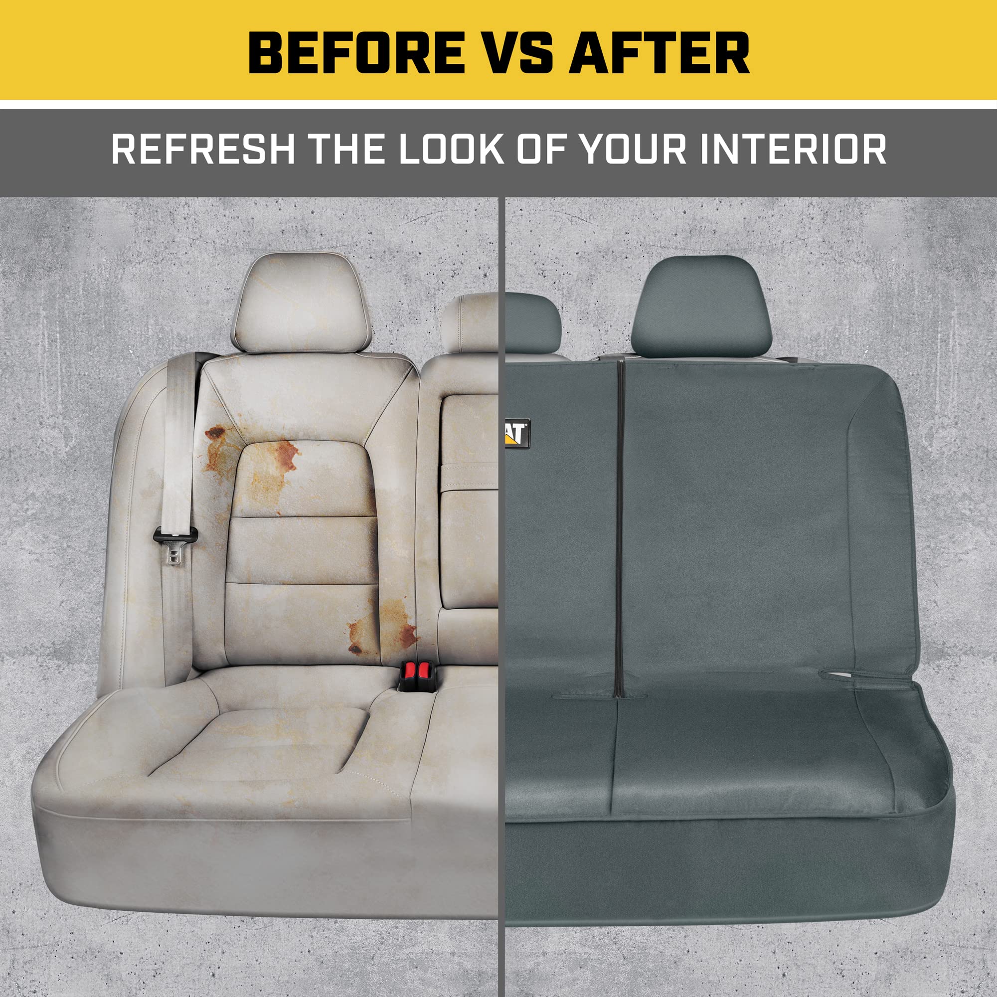 CAT rear seat cover easy to install with online setup videos