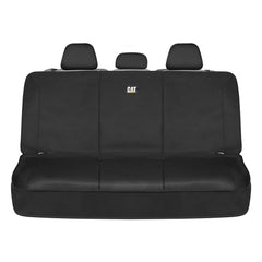 CAT FlexFit rear seat cover on 60/40 bench protects against spills and wear.