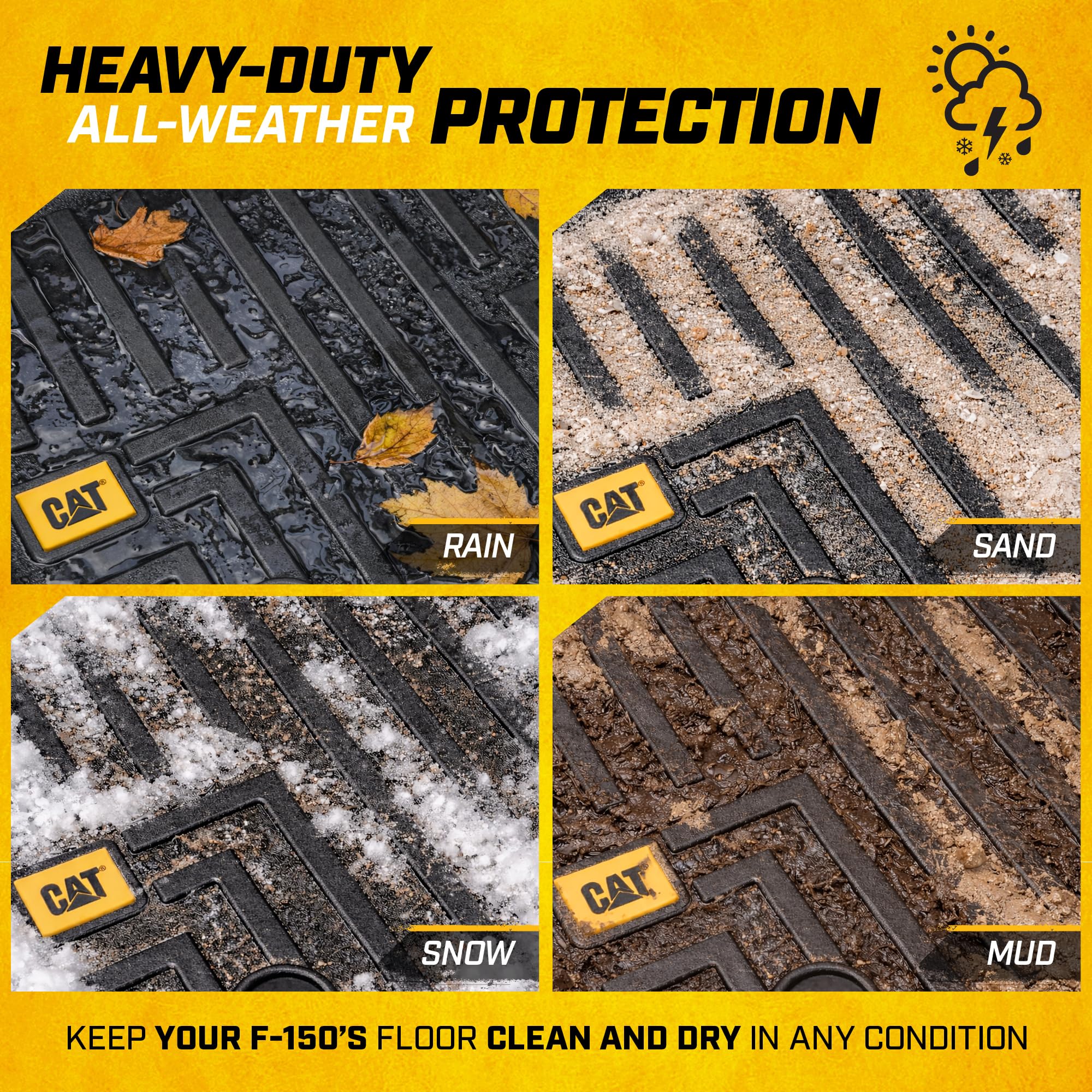 CAT floor mats for Ford F-150 interior protection with 3D contour