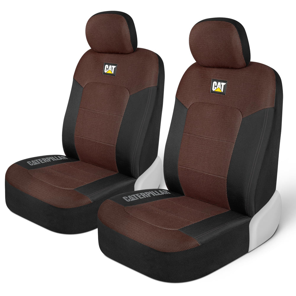 CAT MeshFlex front seat cover assembly shows secure fit and refreshed interior