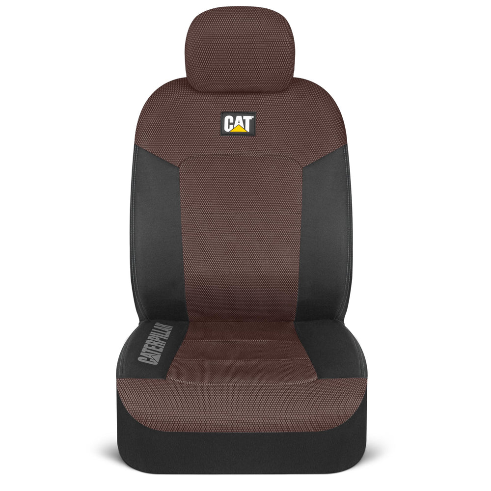 Universal-fit CAT MeshFlex seat covers suit cars, trucks, and SUVs with headrest removal