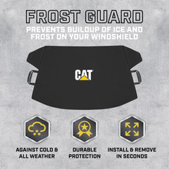 CAT windshield snow cover with side flaps tucked in for outdoor security.