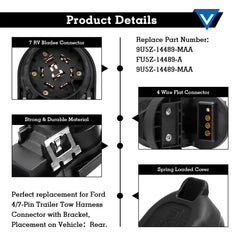 cautyfky trailer harness 4-pin flat close-up showing plug-in compatibility.
