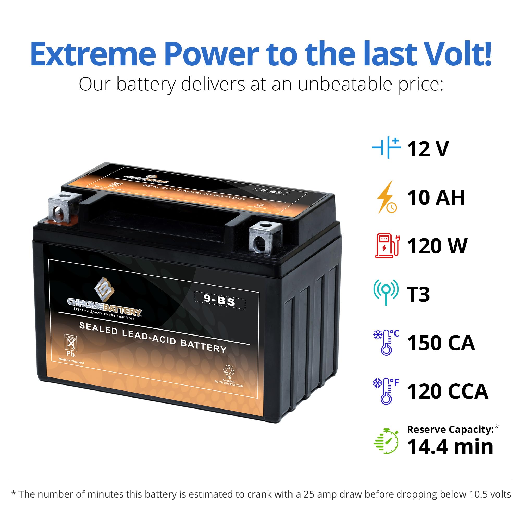 CB CHROMEBATTERY YTX9-BS terminals highlight easy installation for versatile setups