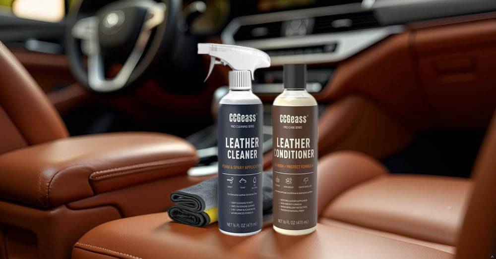 CCGeass Leather-kit-packaging-usage summarizes dual spray and foam methods.