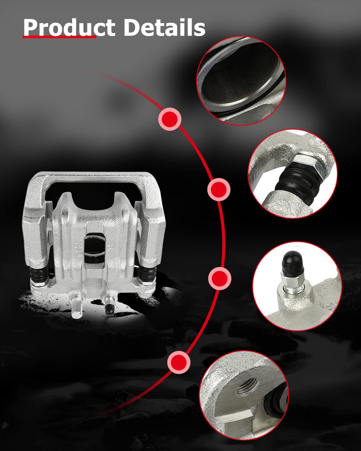 cciyu brake caliper inlet port close-up for secure hydraulic connection