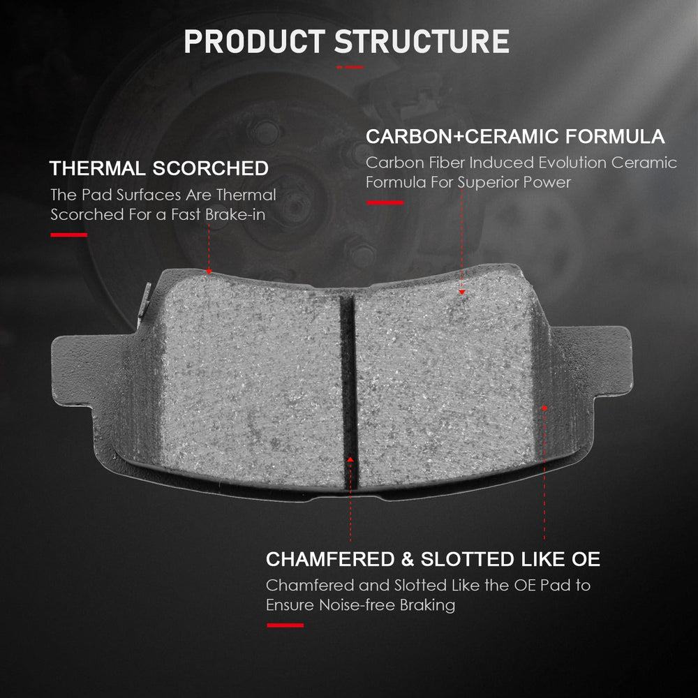 cciyu D1445 brake pad back plate detail showing vibration-damping design.