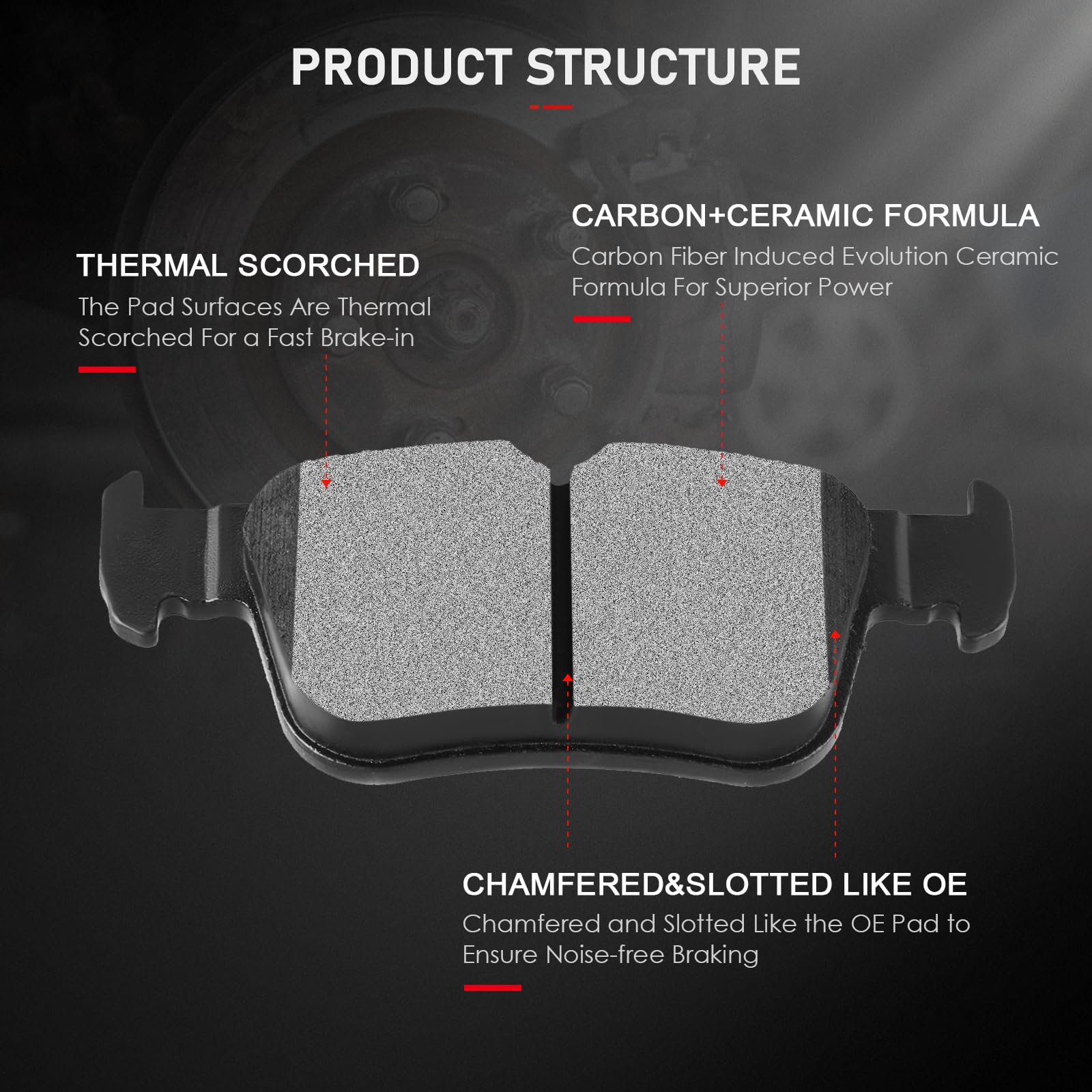 cciyu D1665 rear ceramic brake pads for Ford Escape ensure stable braking and low NVH.