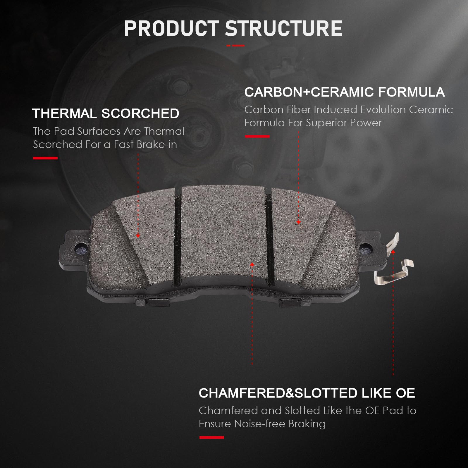 cciyu D905/D1650 front ceramic brake pads for Altima reduce noise during stops