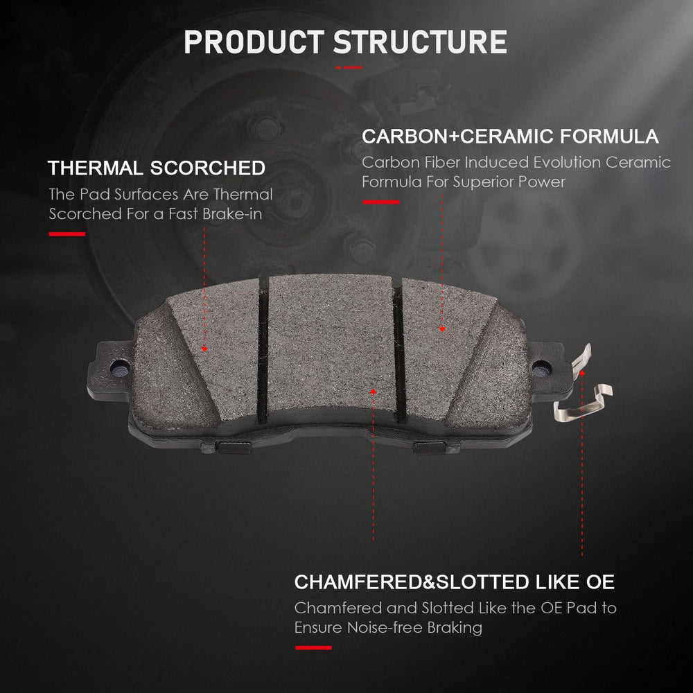 cciyu D905/D1650 front ceramic brake pads for Altima reduce noise during stops