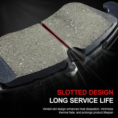 CCTECHMASS ceramic pad assembly, front view, reduces brake dust.