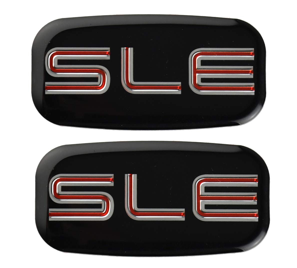 CDD SLE emblems 3D chrome-red, front view for bold exterior upgrade.