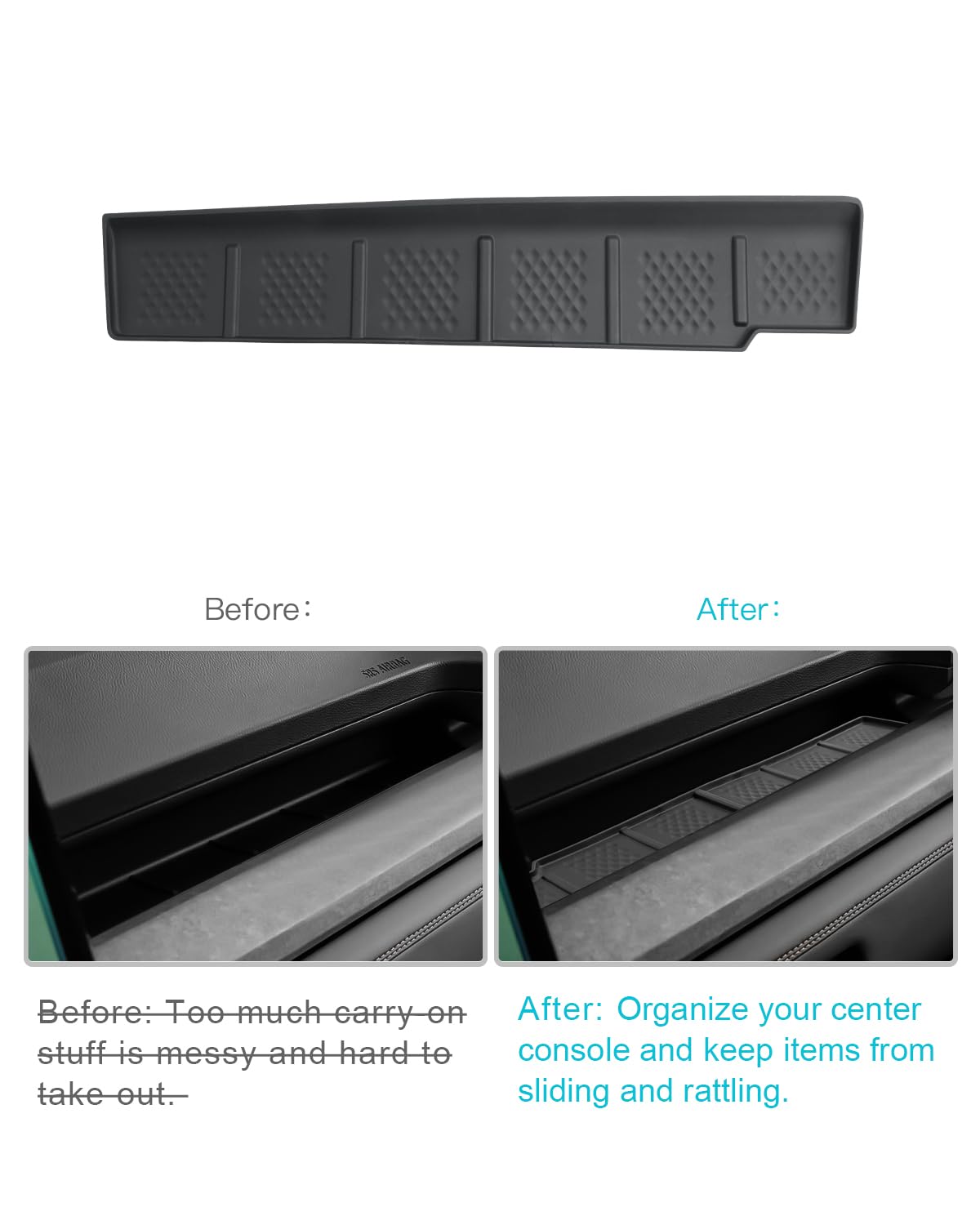CDEFG center-console tray installation is quick and tool-free.