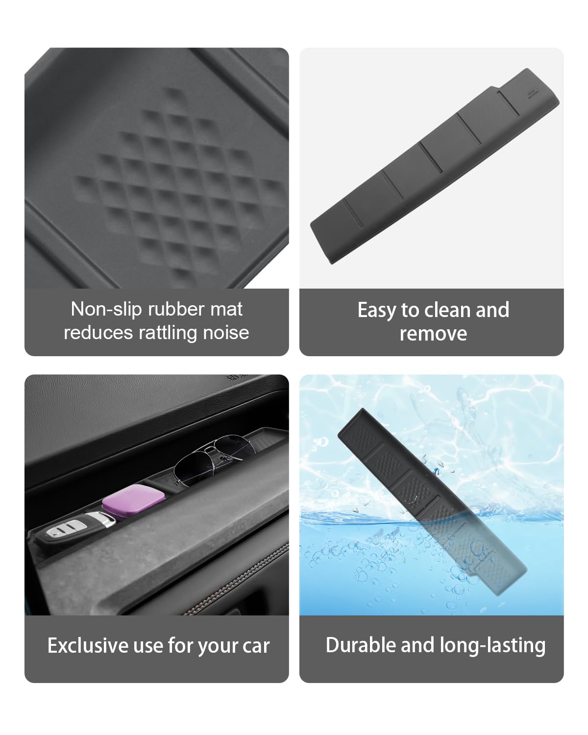 CDEFG nonslip mats secure items and prevent sliding during drives.