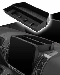 CDEFG behind-screen dash storage tray keeps Expedition essentials within reach.