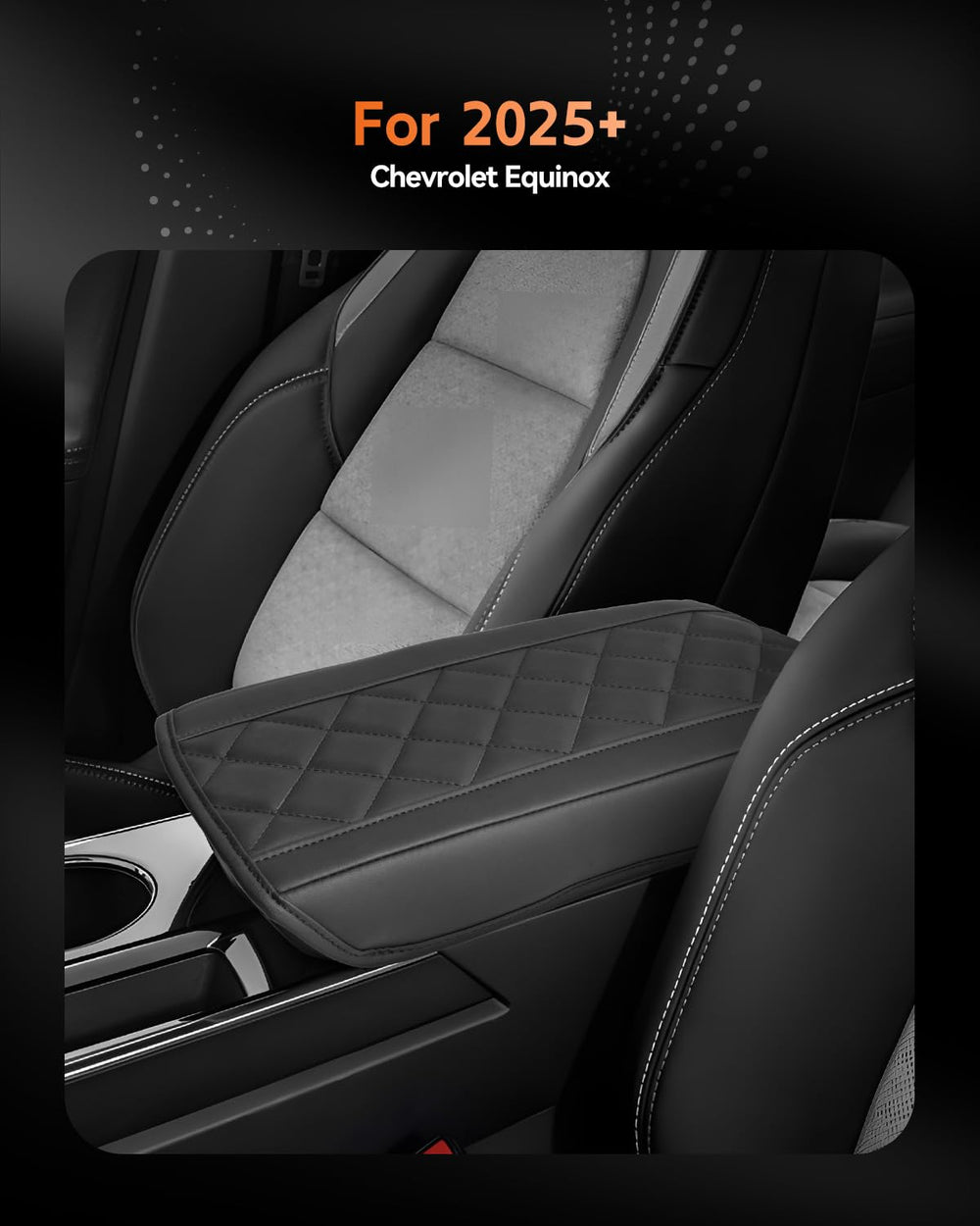 CDEFG center console cover for Equinox 2025 top view highlights precise molding.