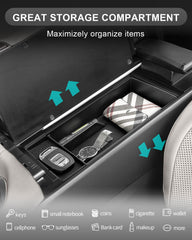 CDEFG Crown center console organizer tray in action keeps keys and cards organized