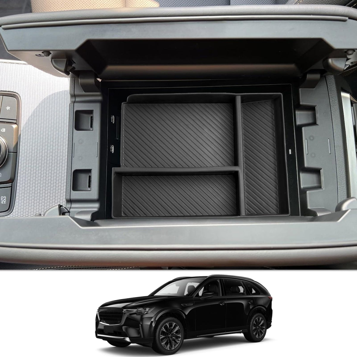 CDEFG CX-90/CX-70 center console organizer tray keeps essentials within easy reach