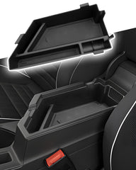 CDEFG Jetta center console organizer tray shows perfect fit and organized compartments.