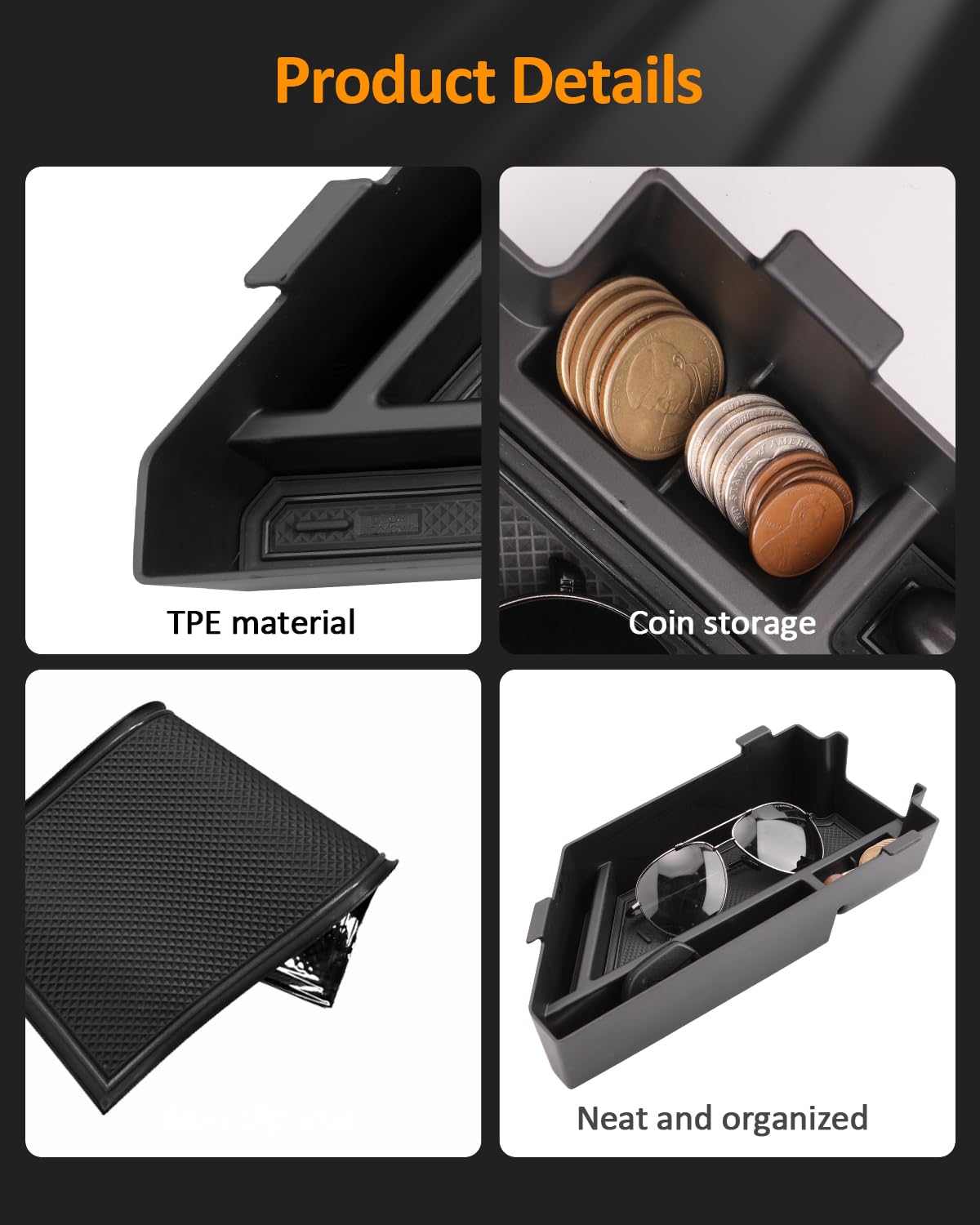 CDEFG Jetta removable padding keeps items secure and easy to wipe clean.