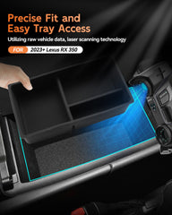 CDEFG Lexus RX-350 armrest storage tray provides stable, rattle-free placement