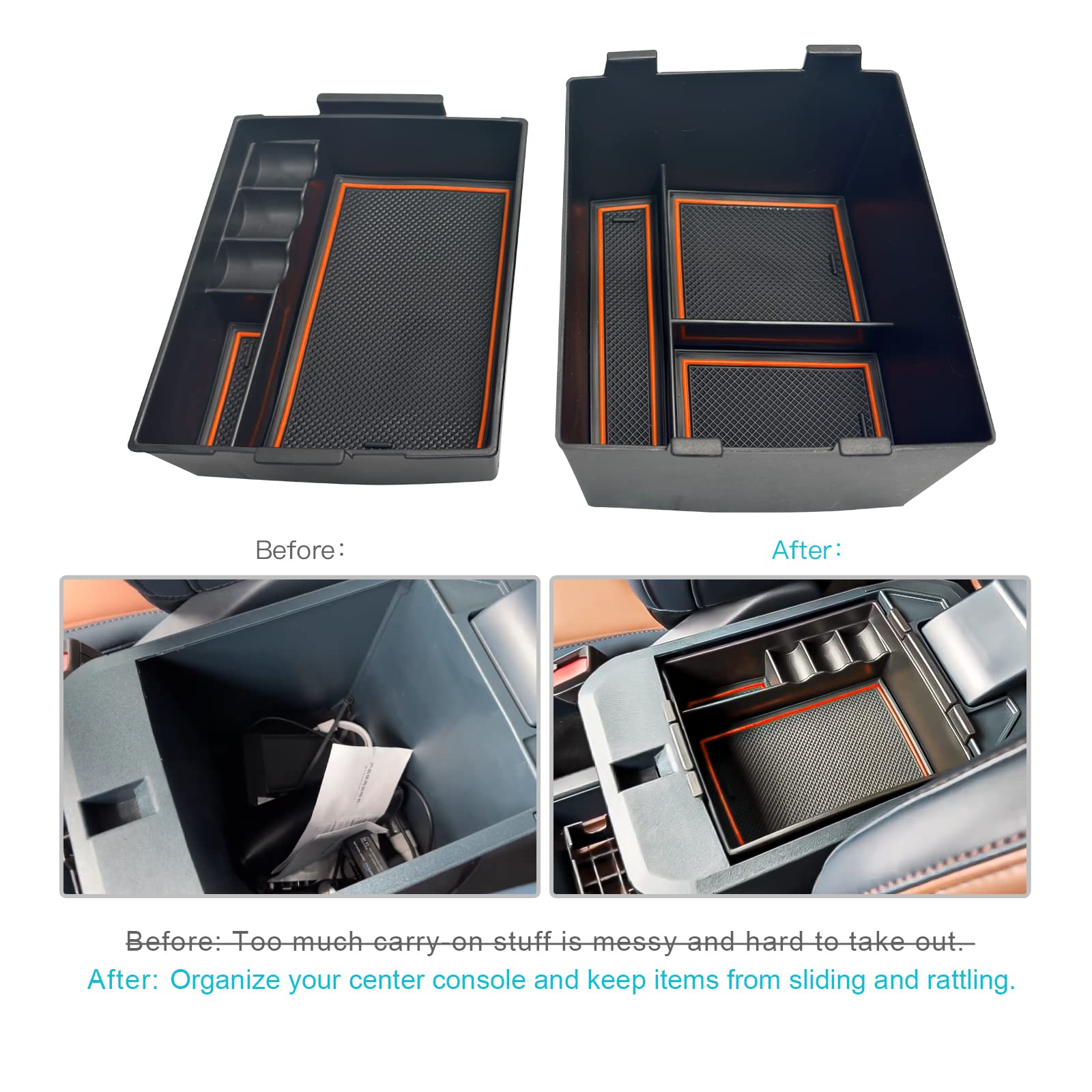 CDEFG Maverick storage box keeps coins and small items organized inside the console.