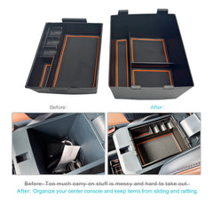 CDEFG Maverick storage box keeps coins and small items organized inside the console.