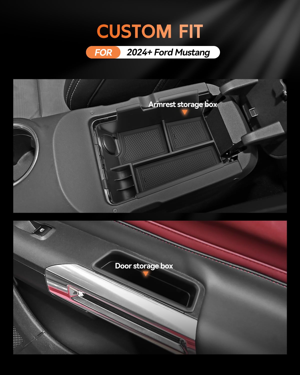 CDEFG Mustang door handle storage box stores essentials within easy reach.