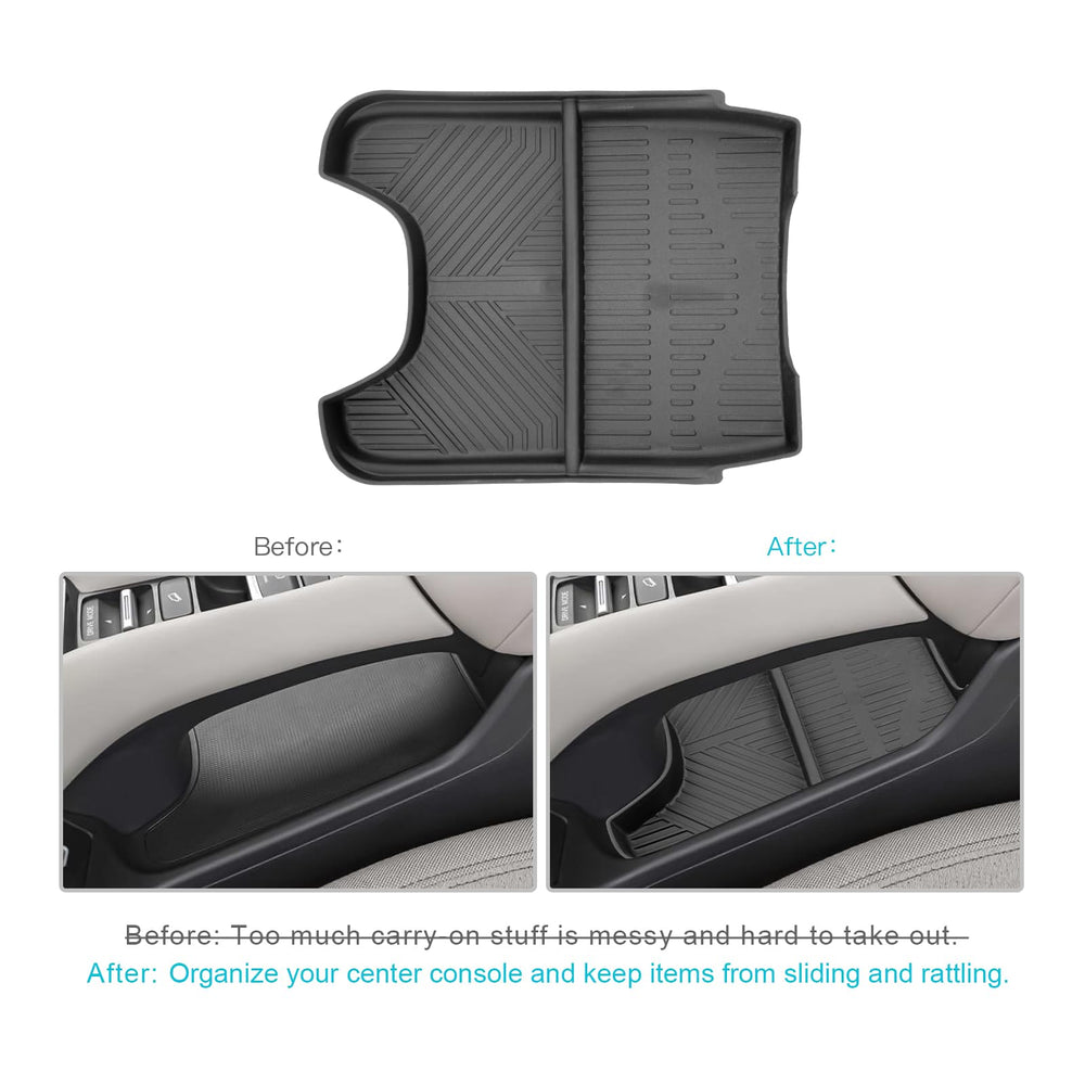 CDEFG HRV console storage compartment secures small items and reduces clutter.