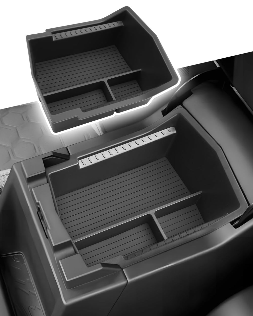 CDEFG Forester center console organizer base keeps essentials within reach.