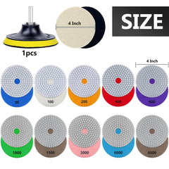 Ceeintee 50-8000 grit pads deliver fast grinding and high polish on granite.