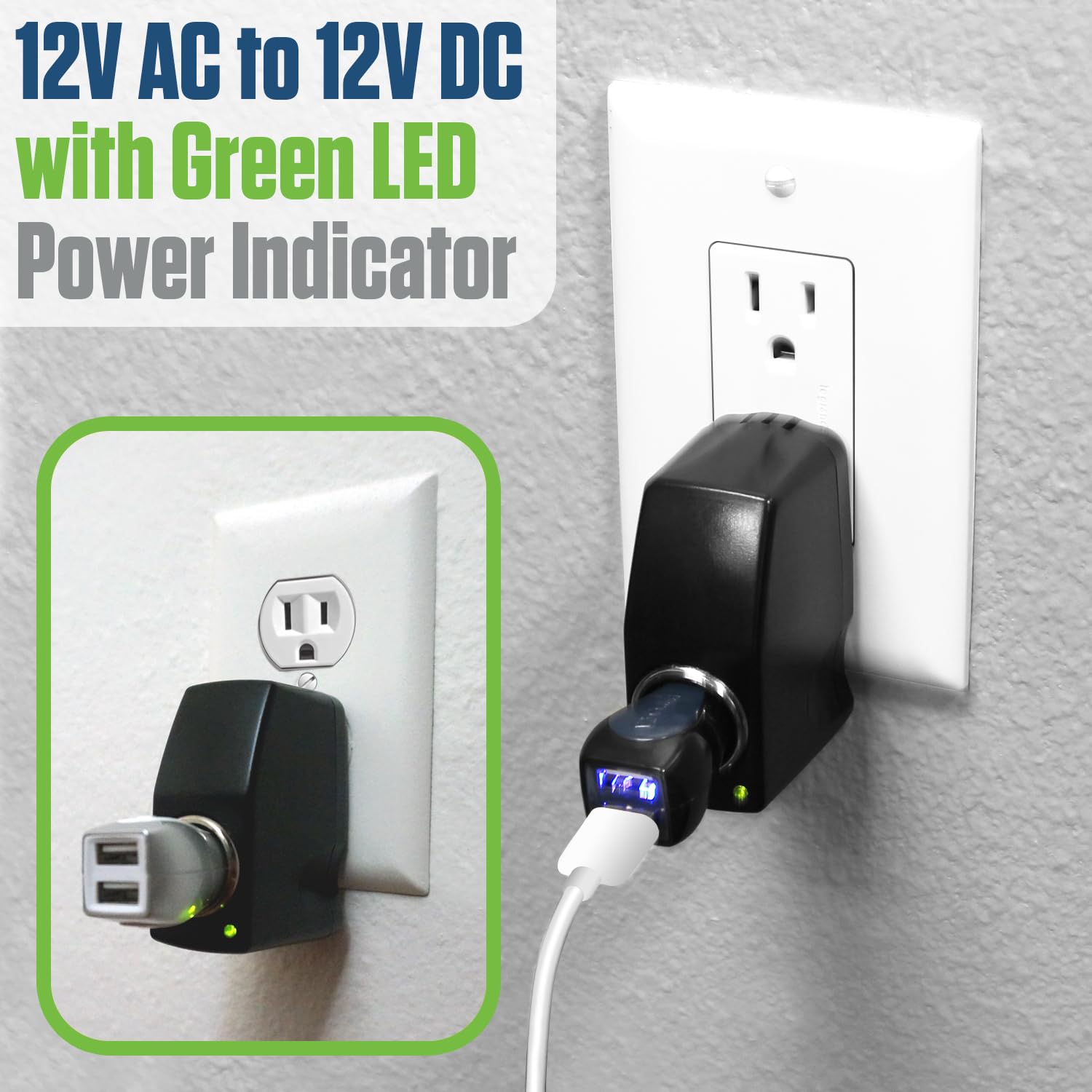 Cellet car cigarette lighter socket adapter in use