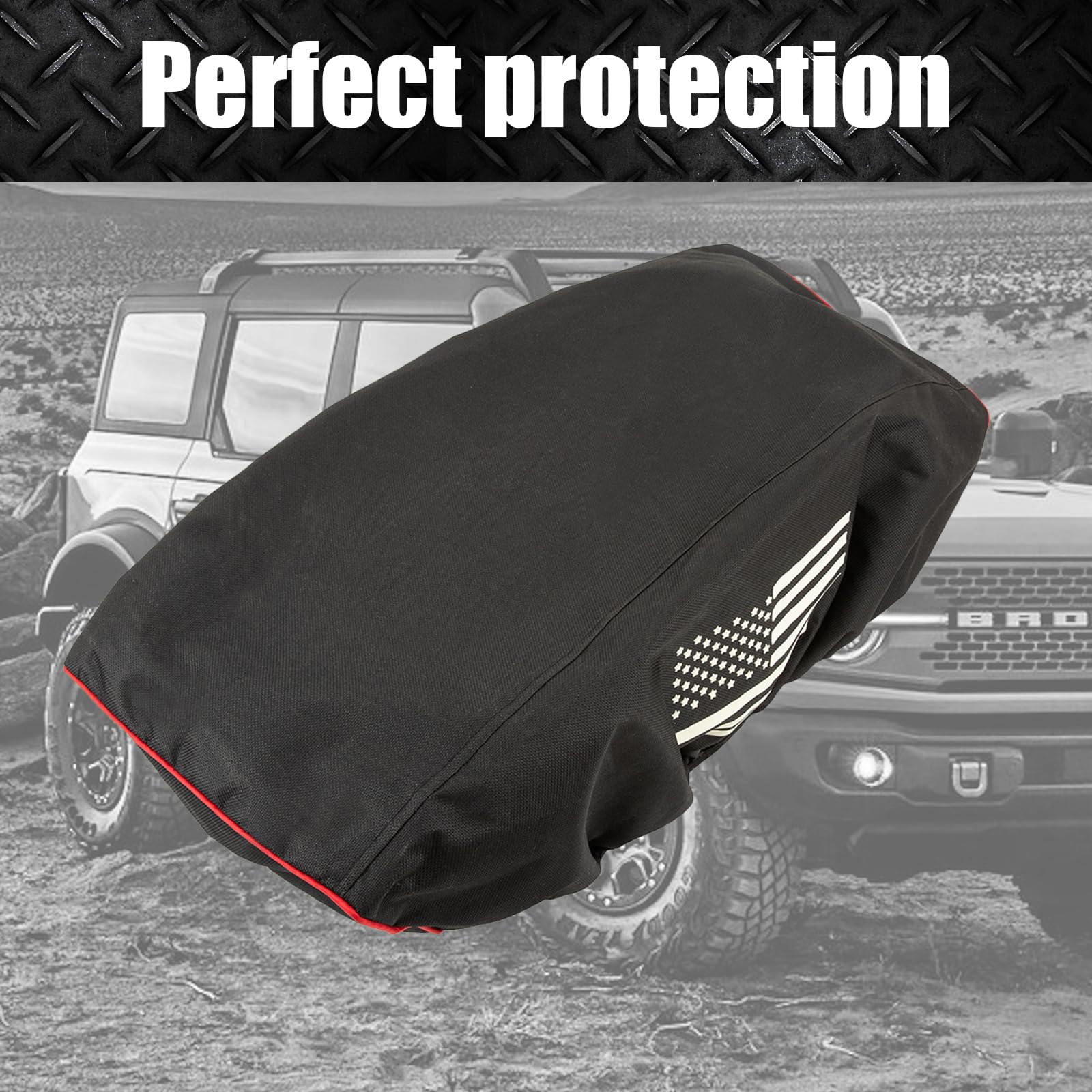 CEMGYIUK winch cover features reflective flag print for night visibility.