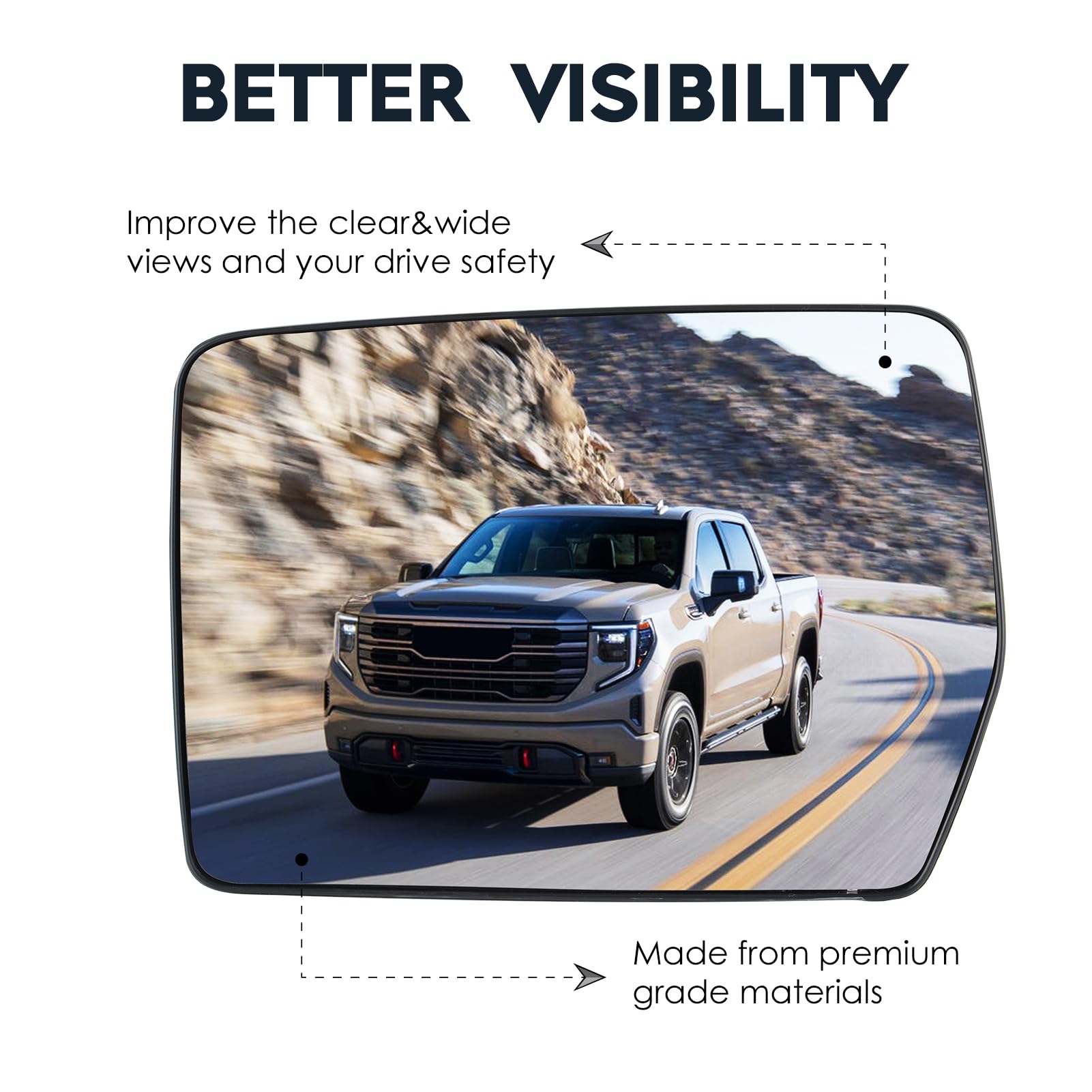 Cenfeild mirror glass with rear holder supports precise alignment during replacement.