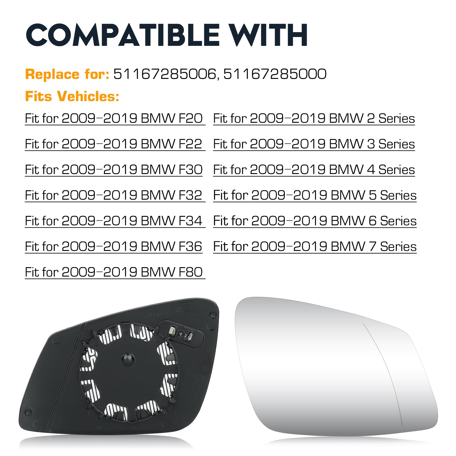 Cenfeild packaging showing the passenger mirror glass for BMW.