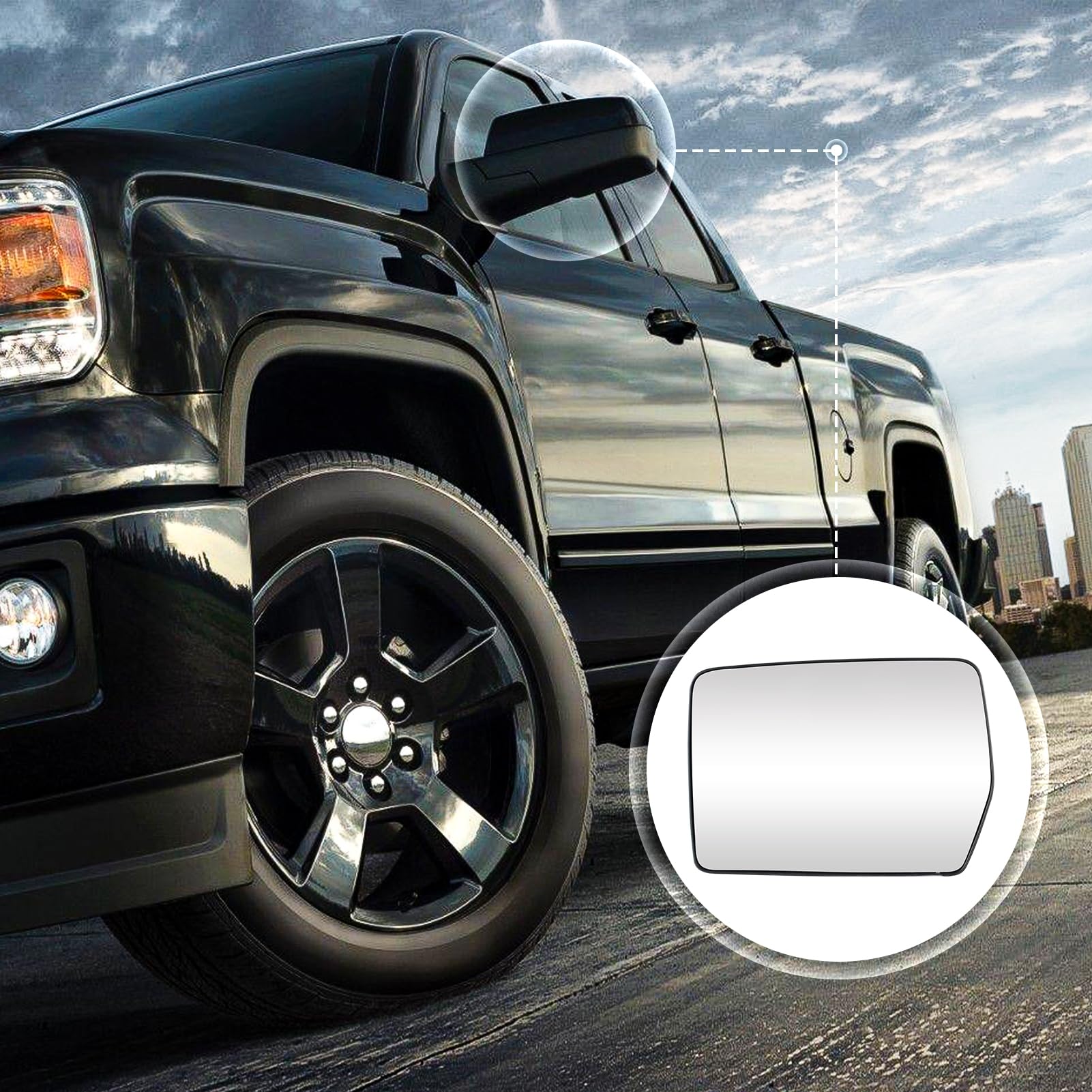 Cenfeild packaging includes one driver-side heated mirror glass for F-150.