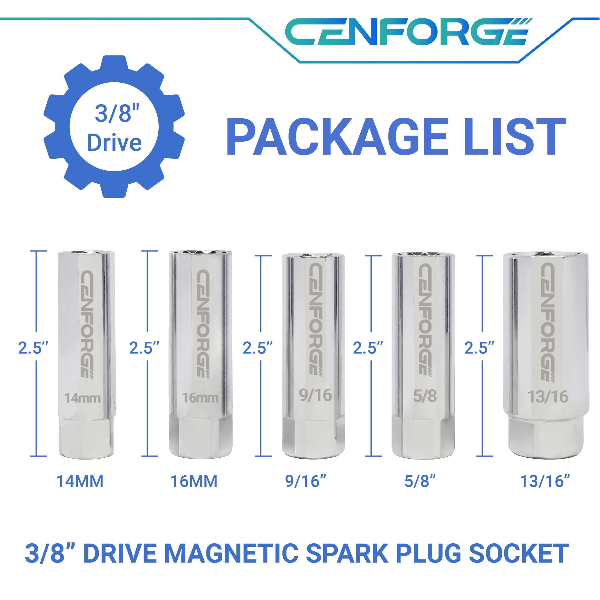 CENFORGE 16mm magnetic spark plug socket provides firm hold during removal.