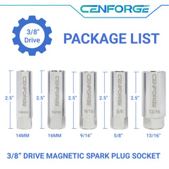 CENFORGE 16mm magnetic spark plug socket provides firm hold during removal.