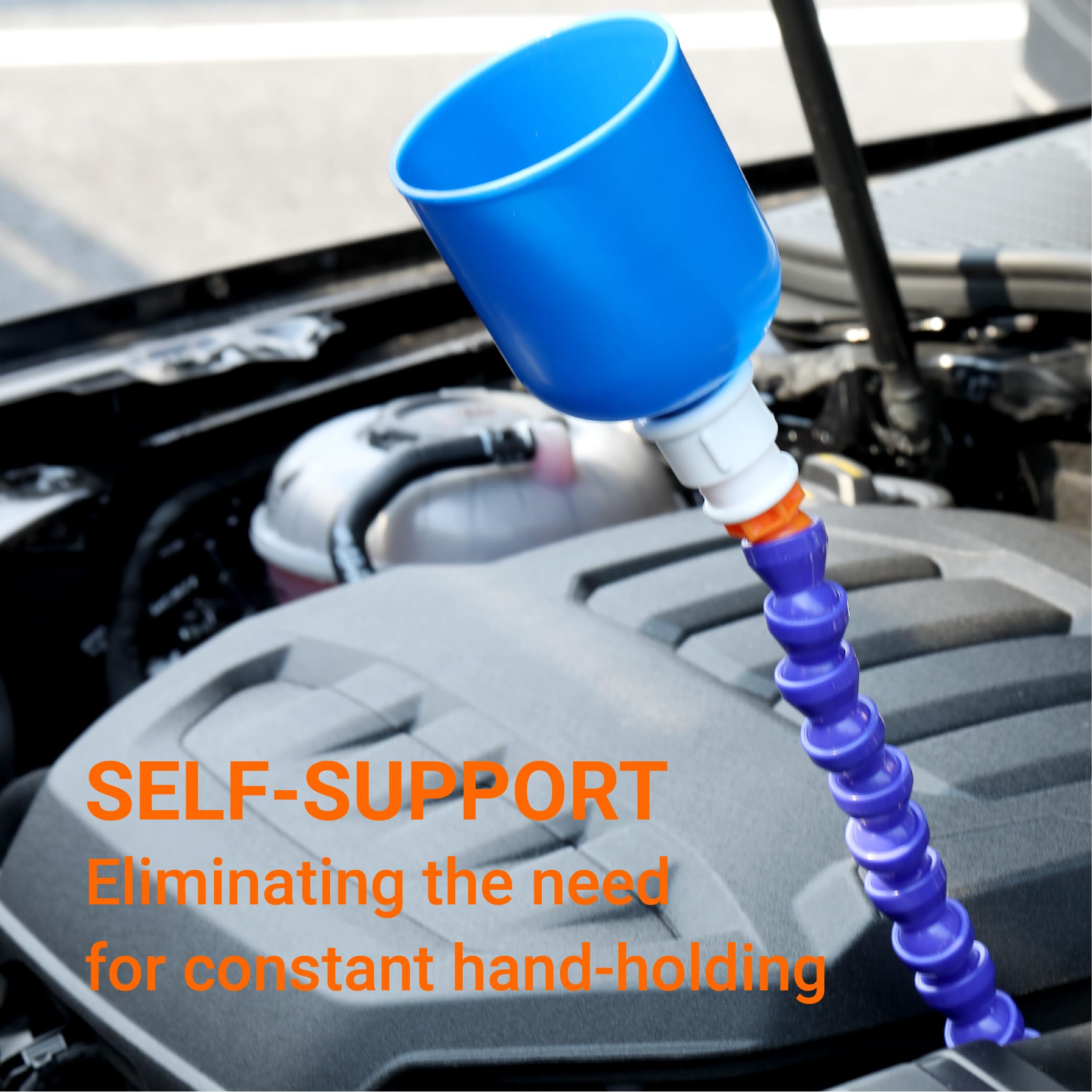 CENFORGE durable, easy-to-clean funnel collapses for compact storage in a glove box
