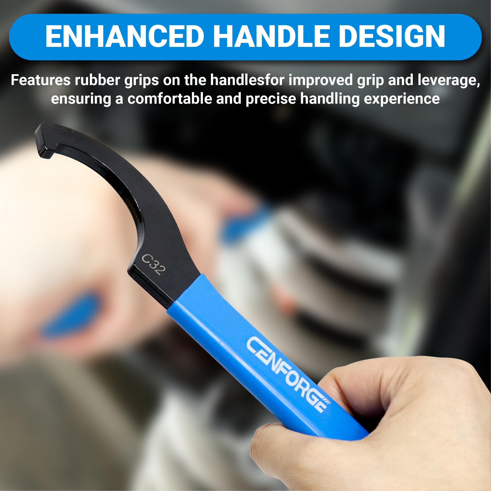 CENFORGE secure locking-edge design prevents slips during shock adjustments
