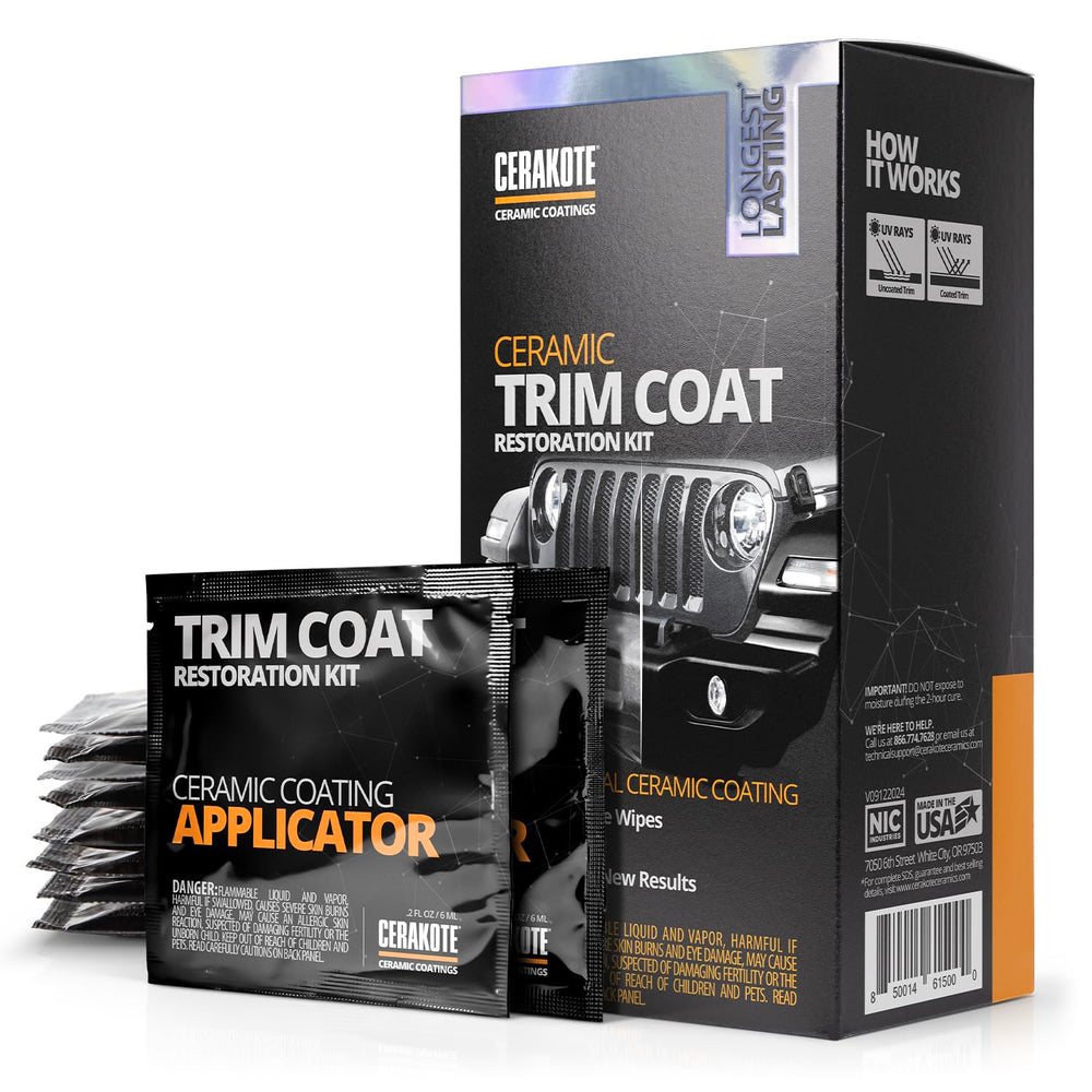 CERAKOTE ceramic trim coat kit on plastic trim with UV protection