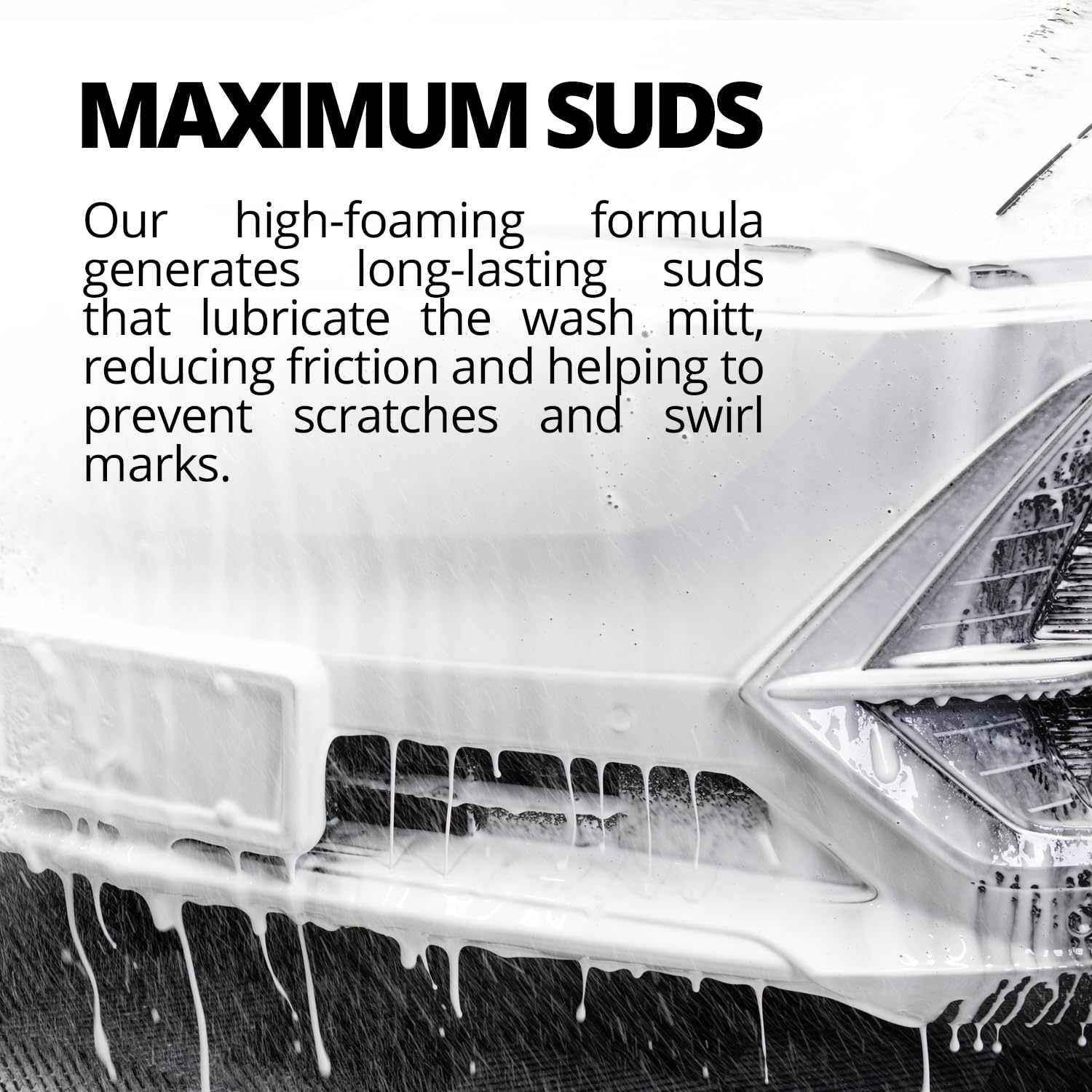 Close-up lather from CERAKOTE High Foam Vehicle Shampoo lifting dirt