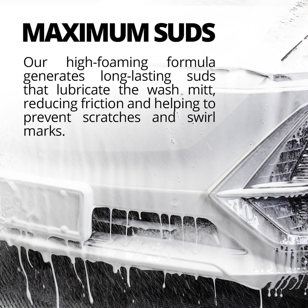 Close-up lather from CERAKOTE High Foam Vehicle Shampoo lifting dirt