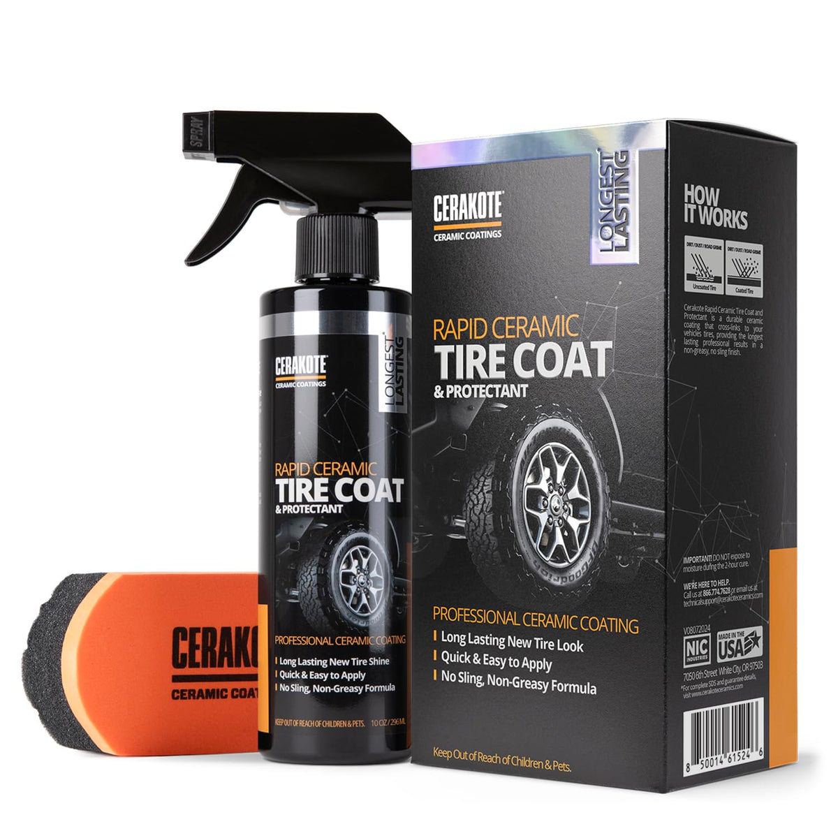 CERAKOTE Rapid Ceramic Tire Coat bottle delivering showroom-ready shine for tires