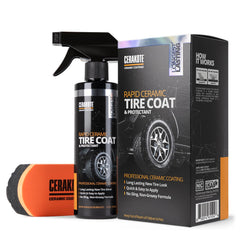 CERAKOTE Rapid Ceramic Tire Coat bottle delivering showroom-ready shine for tires