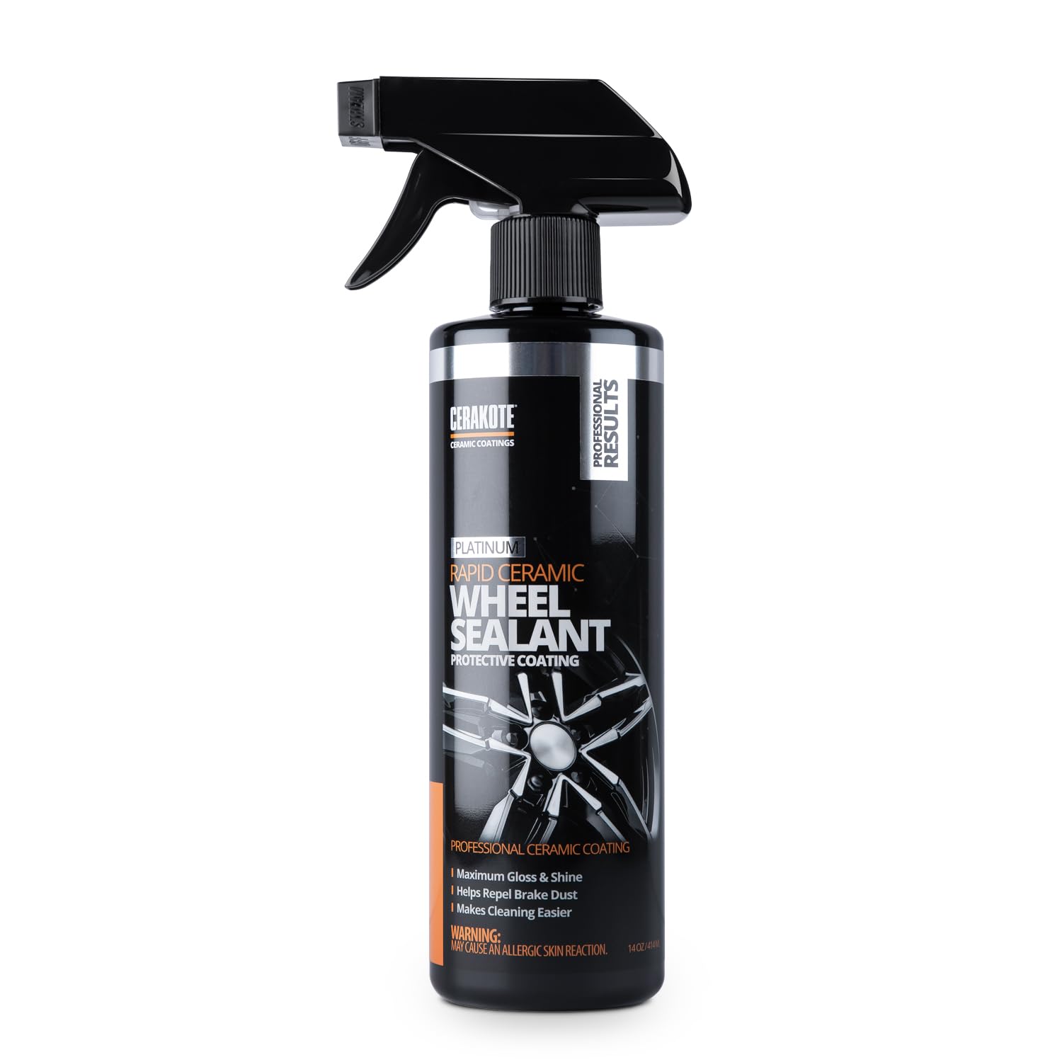 CERAKOTE Rapid Wheel Sealant bottle spray demonstrates quick, easy application with a showroom gloss.